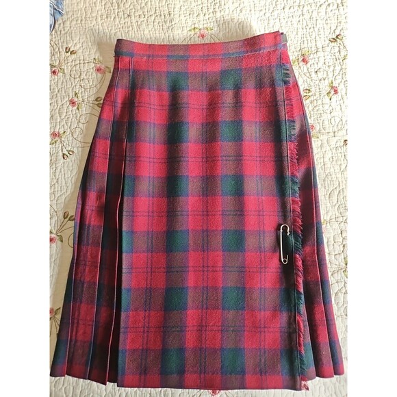 Vintage Edinburgh Woollen Mill  Tartan Pleated Skirt Preppy Sz 12 - Picture 1 of 7